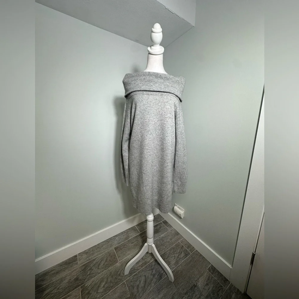 T Alexander Wang Gray Cashmere Wool Off Shoulder Long Sweater/ Tunic  Sz Medium - Picture 5 of 15